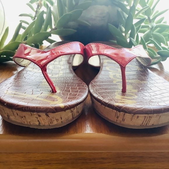 Sam Edelman Tanya Cherry Red Sandal Cork wedge 9.5 - Picture 5 of 7